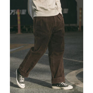 NON STOCK S Corduroy Pants Men Pleated Casual Trousers Loose Workwear Pant